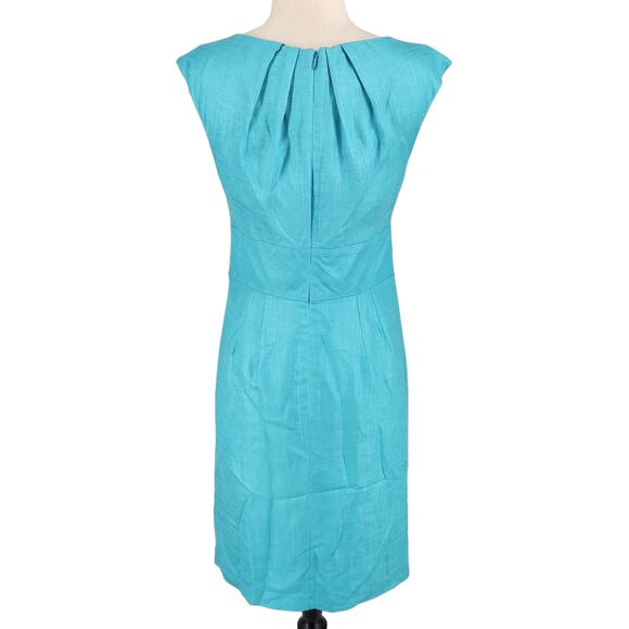 Trina Turk Pleated Neckline Sheath Dress Blue - Picture 4 of 7